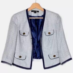 Simply Be Women's White and Navy Blazer
